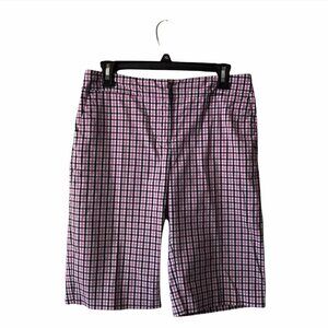 NWOT - Jones New York Sport Stretch Pink Plaid Check Bermuda Shorts